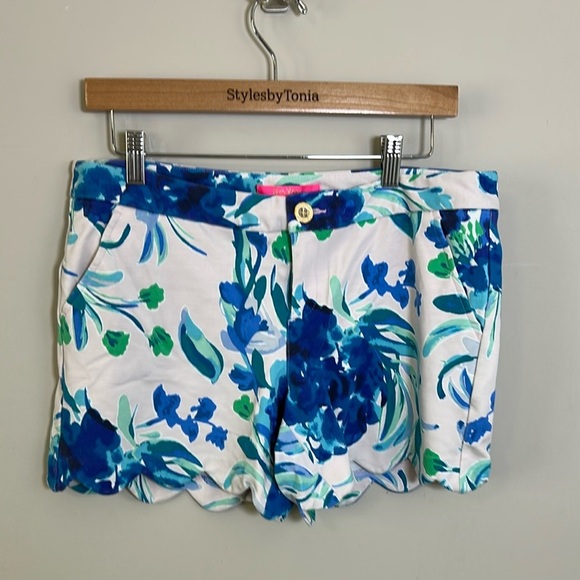 Lilly Pulitzer Buttercup Knit Short Sweet Pea Pink Tropics Floral Sz 8 - Picture 3 of 10